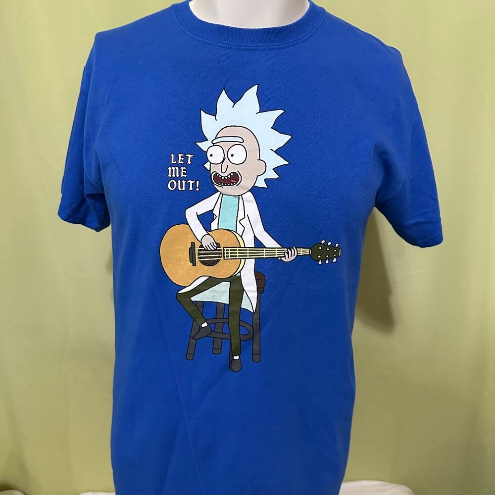 Rick & Morty Let Me Out Men's Blue T Shirt Medium Adult Swim Ripple Junction